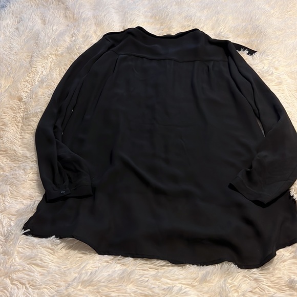 H&M black dress button down shirt long sleeve or 3/4 blouse L - Picture 12 of 14